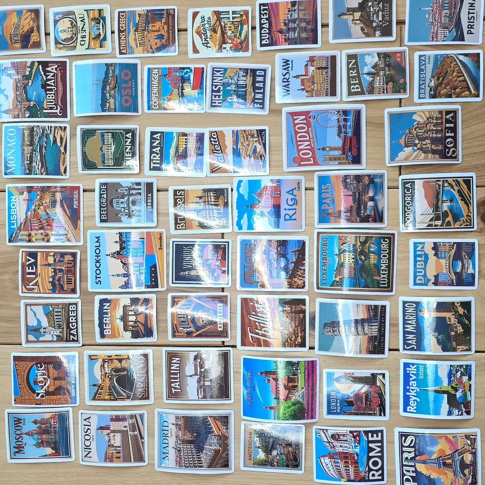 50 Piece European Travel Stickers NEW